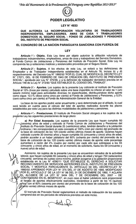 ley de jubilaciones paraguay